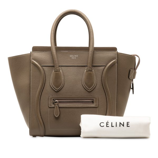 230 46738 12 CELINE Luggage Micro Shopper Tote Bag Brown Leather