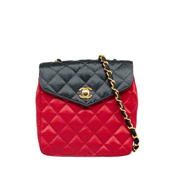 230 46740 1 CHANEL Matelasse Cocomark Crossbody Chain Shoulder Bag Red Black