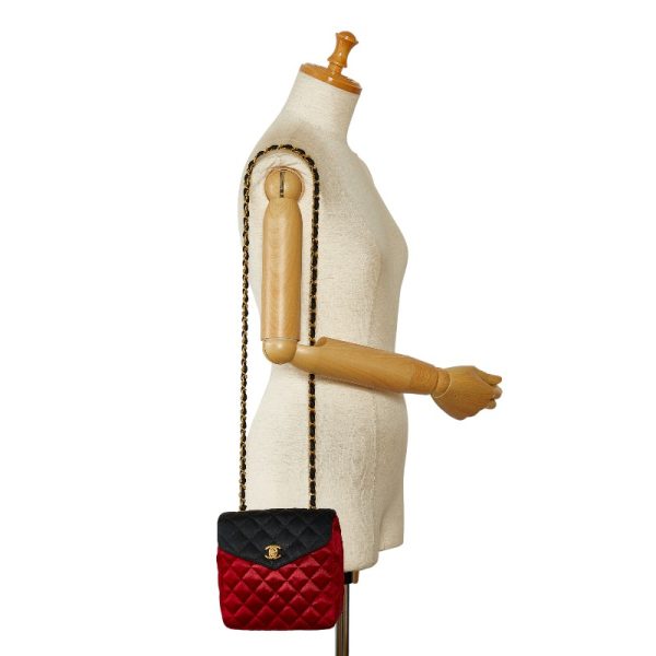 230 46740 10 CHANEL Matelasse Cocomark Crossbody Chain Shoulder Bag Red Black