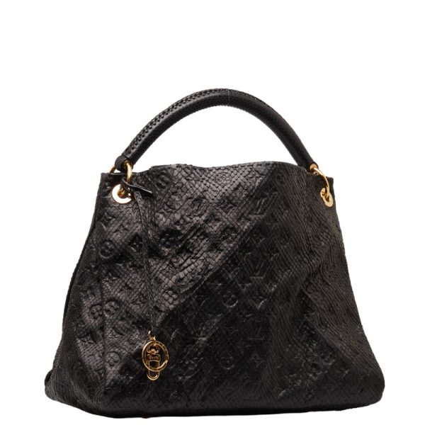 230 46761 2 Louis Vuitton Python Artsy MM Shoulder Bag N90885 Black