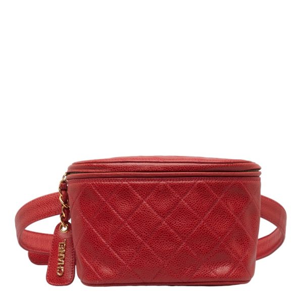 230 46763 2 CHANEL Bicolore Waist Bag Red Caviar Skin