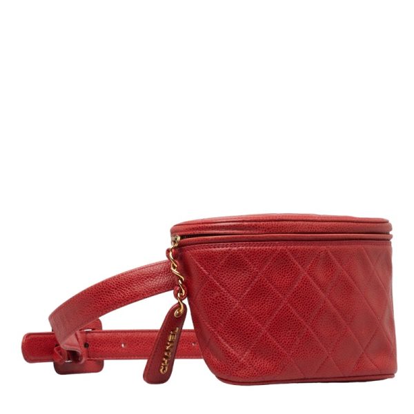 230 46763 3 CHANEL Bicolore Waist Bag Red Caviar Skin