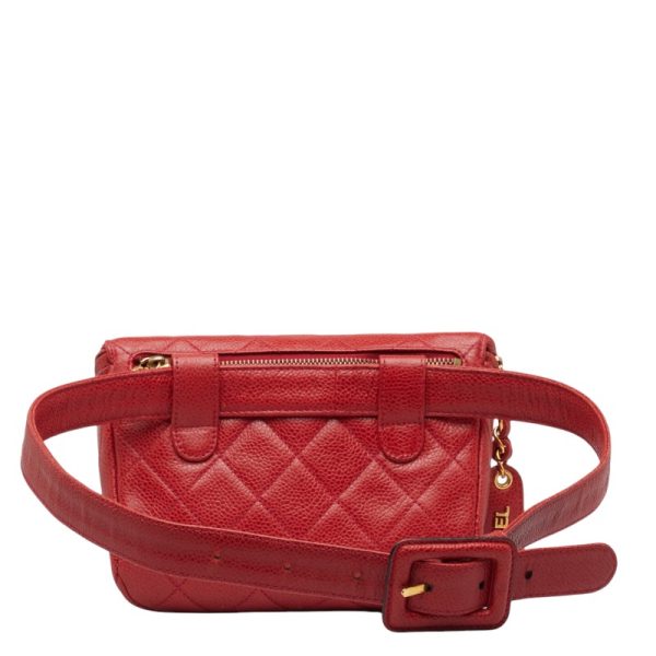 230 46763 4 CHANEL Bicolore Waist Bag Red Caviar Skin