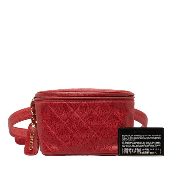 230 46763 46765 CHANEL Bicolore Waist Bag Red Caviar Skin