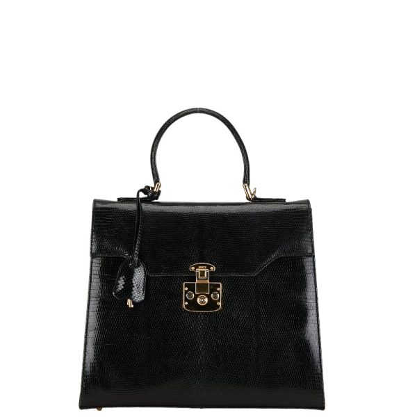 230 55029 2 Gucci Ladylock Handbag Shoulder Bag 2WAY Black Leather