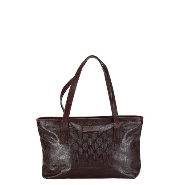 230 55043 1 Gucci GG Implement tote shoulder bag wine red PVC leather