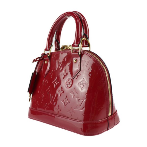 2301113007004 2 Louis Vuitton Alma BB Monogram Vernis Handbag Red