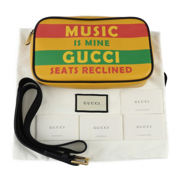 2301113007008 9 Gucci Belt Waist Bag Leather Yellow Multicolor