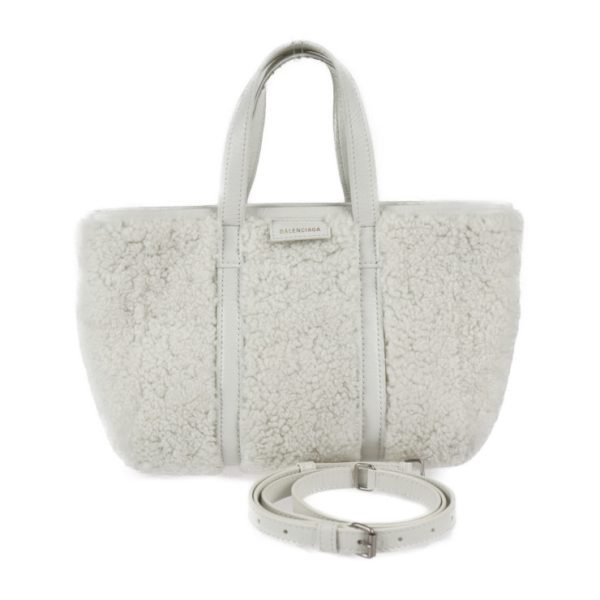 2302073008008 1 Balenciaga Barbes Mouton Leather Handbag White