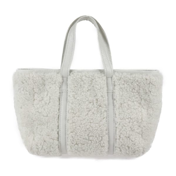 2302073008008 3 Balenciaga Barbes Mouton Leather Handbag White