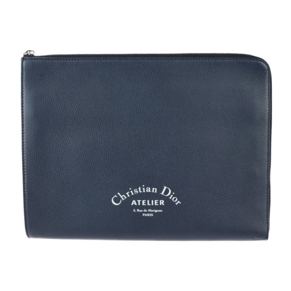 2303123008012 1 Dior Homme Atelier Leather Clutch Bag Navy