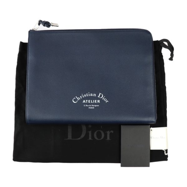 2303123008012 8 Dior Homme Atelier Leather Clutch Bag Navy