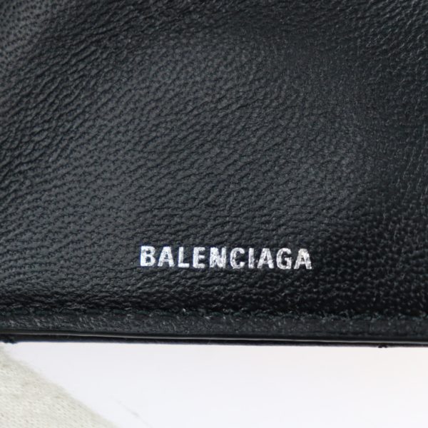 2303123008015 10 Balenciaga B Logo Leather Trifold Wallet Black