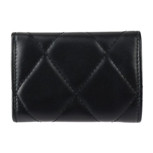 2303123008015 3 Balenciaga B Logo Leather Trifold Wallet Black