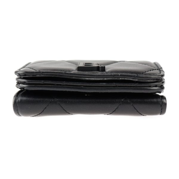 2303123008015 4 Balenciaga B Logo Leather Trifold Wallet Black