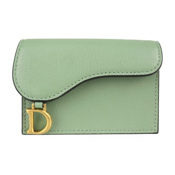 2306093002008 1 Dior Saddle Flap Leather Card Case Green