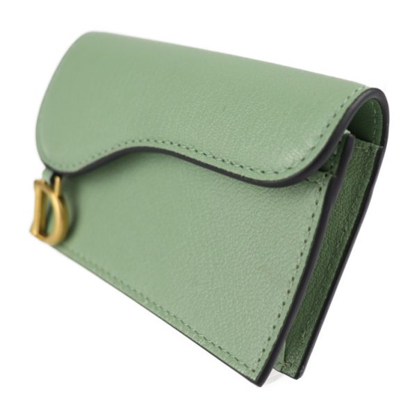 2306093002008 2 Dior Saddle Flap Leather Card Case Green