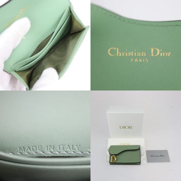 2306093002008 8 Dior Saddle Flap Leather Card Case Green