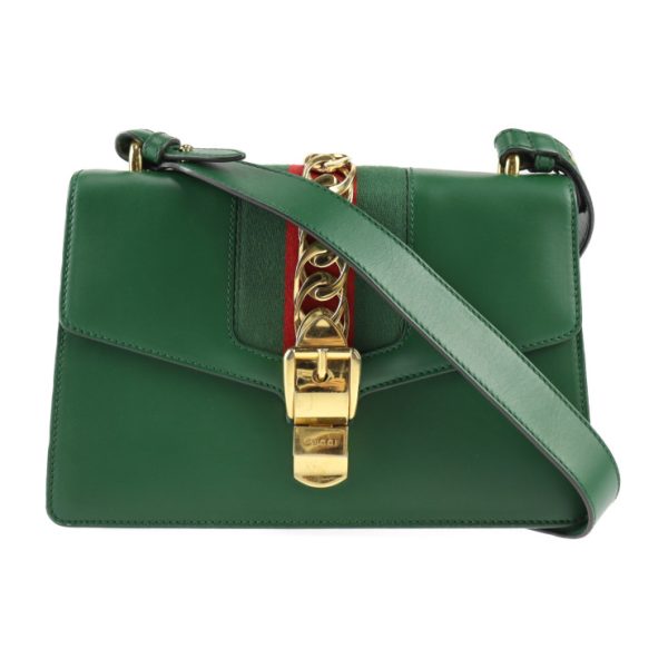 2306113007043 1 Gucci Sylvie Small Sherry Line Shoulder Bag Green