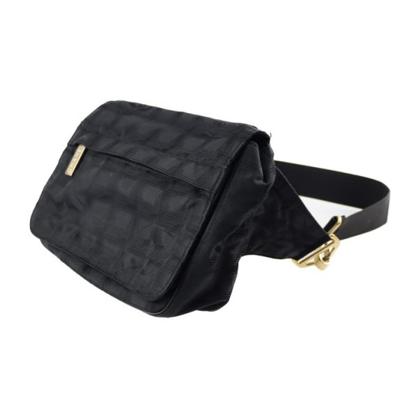 2307083007016 2 Chanel Travel Line Waist Bag Canvas Black