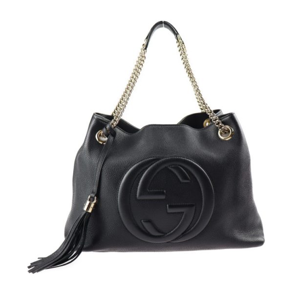 2307083007019 1 Gucci Soho Tote Bag Leather Interlocking G Black