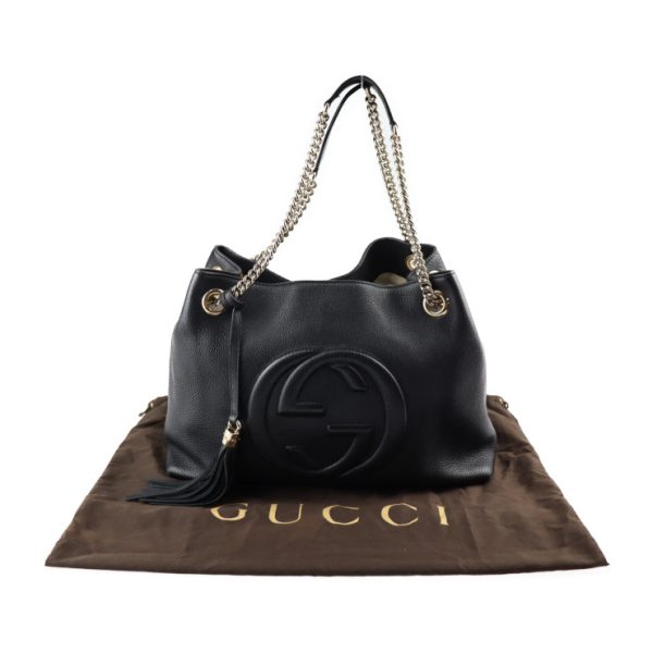 2307083007019 9 Gucci Soho Tote Bag Leather Interlocking G Black