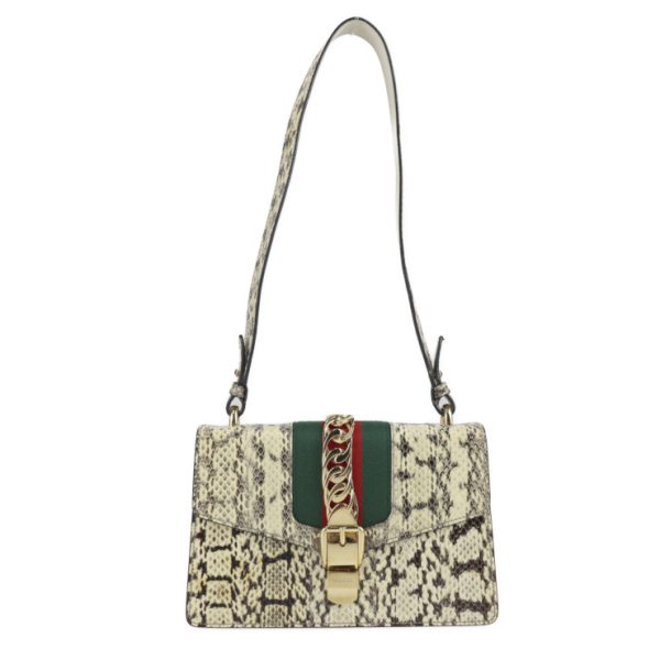 2307093007013 1 Gucci Sylvie Sherry Line Shoulder Bag Python Beige