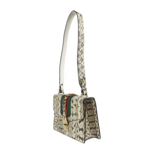 2307093007013 2 Gucci Sylvie Sherry Line Shoulder Bag Python Beige