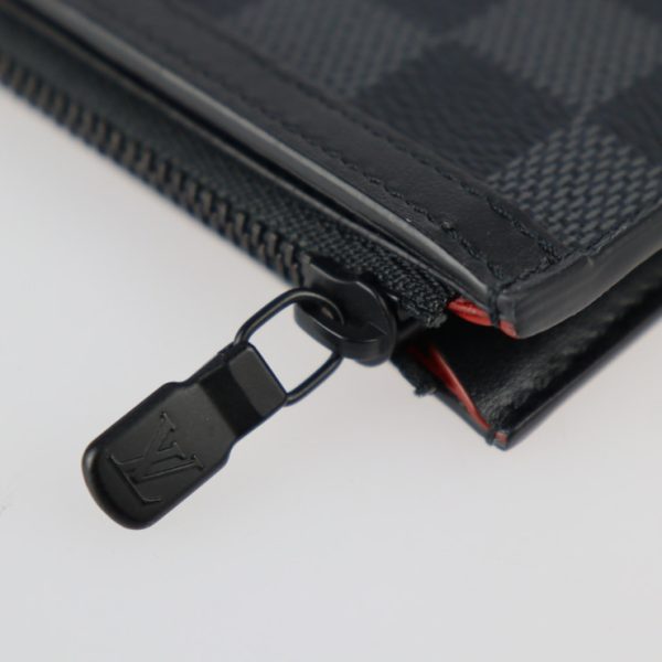 2308033010070 6 Louis Vuitton Utility Card Holder Black Gray Red