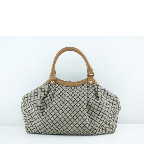 23085 2 Gucci Canvas Leather Handbag Biege