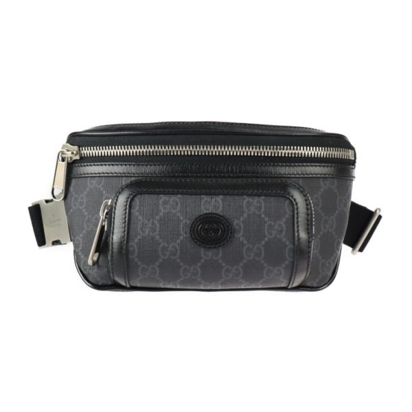 2310043007039 1 Gucci GG Supreme Waist Bag Black Gray Belt Pouch