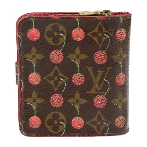 2310061001022 3 Louis Vuitton Compact Zip Cherry Wallet Brown Red