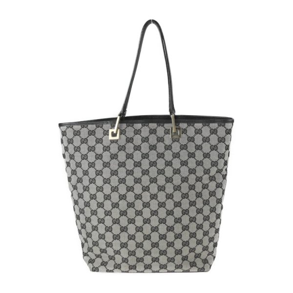 2311041001014 3 Gucci Tote GG Canvas Leather Gray Black Handbag