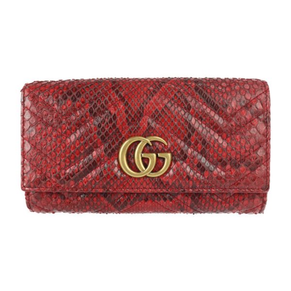 2313033007096 1 Gucci GG Marmont Bifold Wallet Python Red Antique