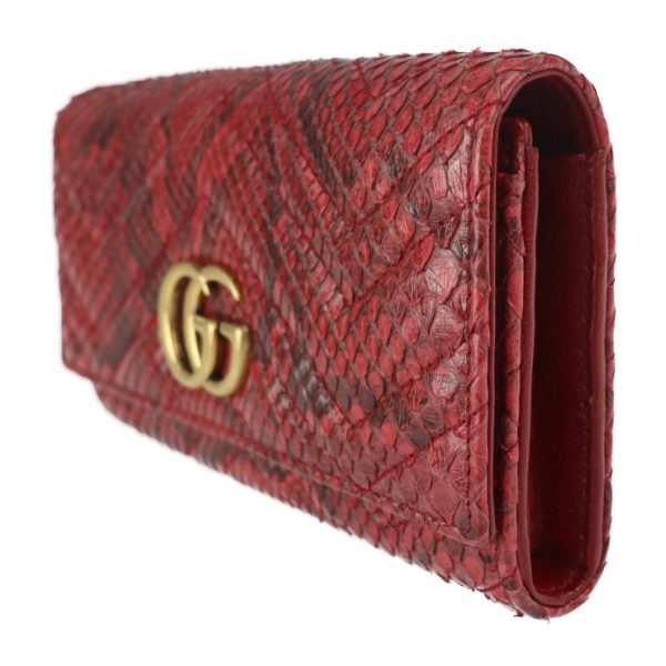 2313033007096 2 Gucci GG Marmont Bifold Wallet Python Red Antique