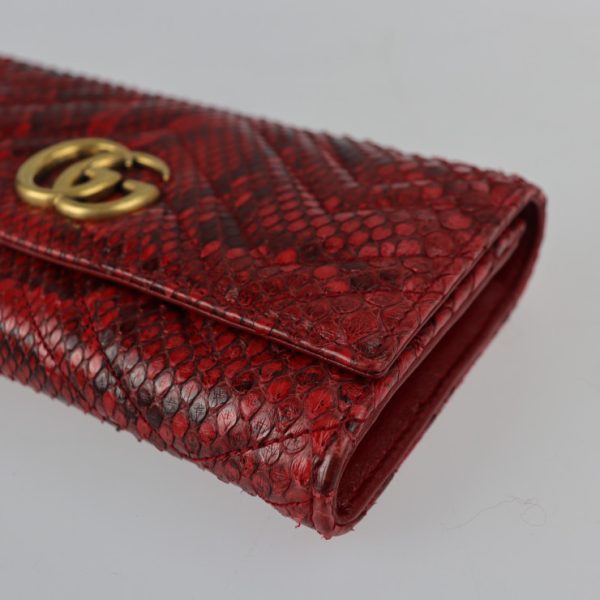 2313033007096 5 Gucci GG Marmont Bifold Wallet Python Red Antique