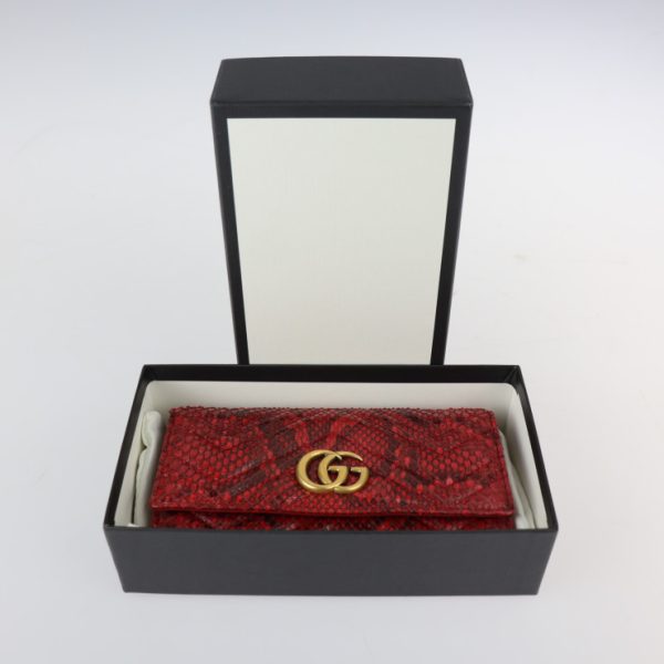 2313033007096 9 Gucci GG Marmont Bifold Wallet Python Red Antique