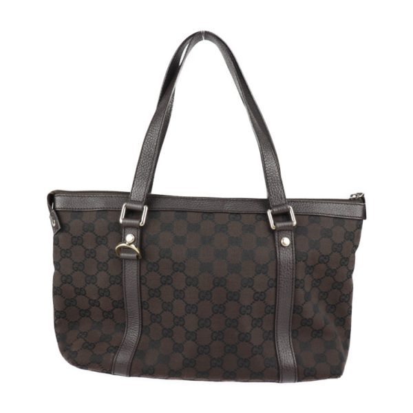 2313073007079 3 Gucci Abbey Tote Bag GG Canvas Leather Dark Brown