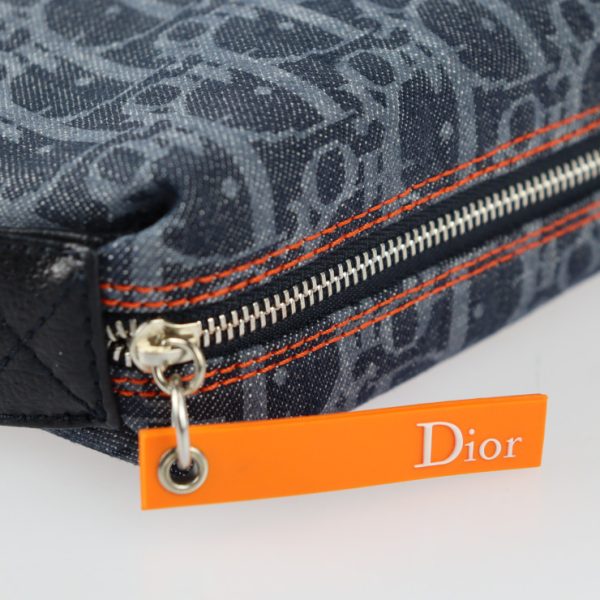 2315033002107 6 Dior Trotter Denim Canvas Leather Cosmetic Bag Navy