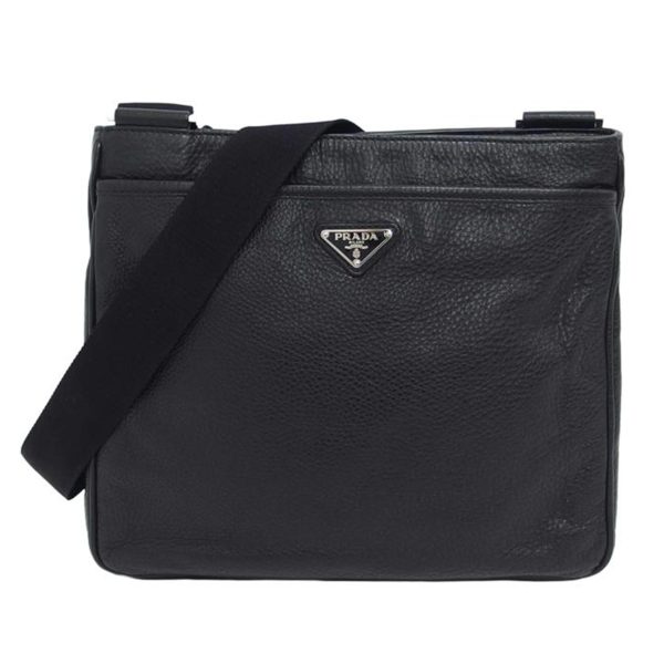 23160 1 Prada Leather Shoulder Bag Black