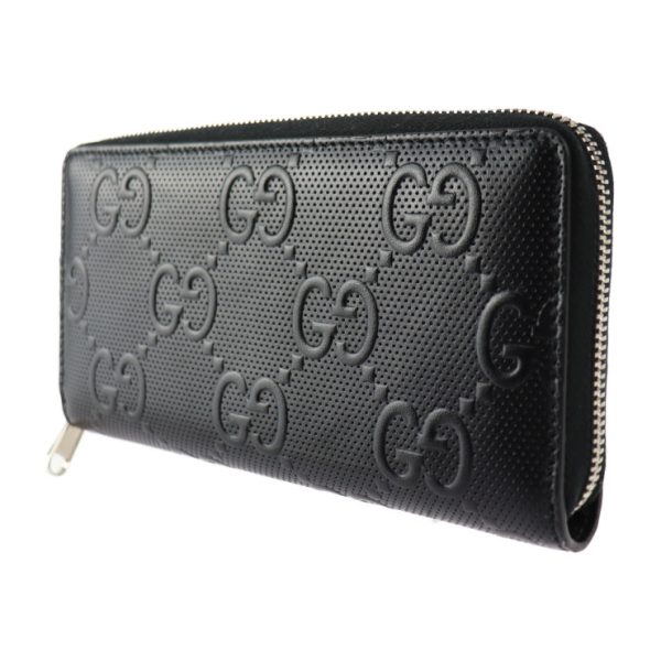 2317123008087 2 Gucci GG Embossed Zip Around Long Wallet Black