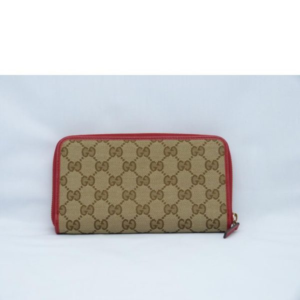 23187 2 Gucci GG Canvas Round Zip Long Wallet Brown