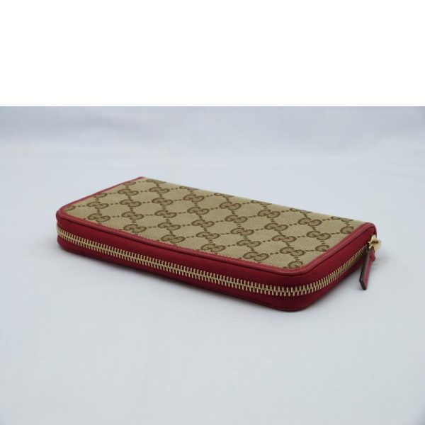 23187 3 Gucci GG Canvas Round Zip Long Wallet Brown