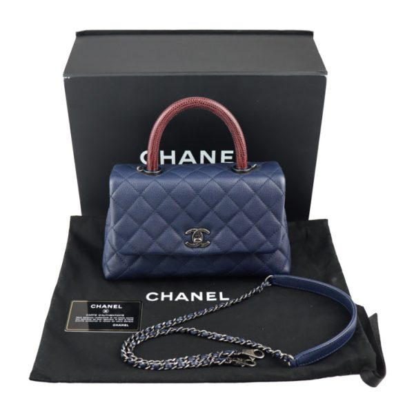 2319083007083 10 Chanel Coco Handle Matelasse Handbag Navy Brown