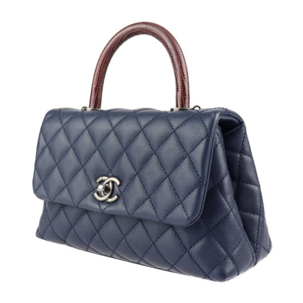 2319083007083 2 Chanel Coco Handle Matelasse Handbag Navy Brown