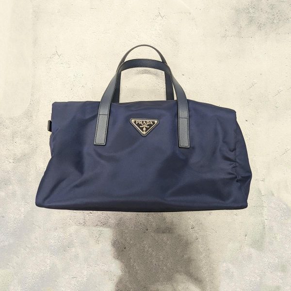 231 02 Prada Boston Nylon 2way Shoulder Bag Blue