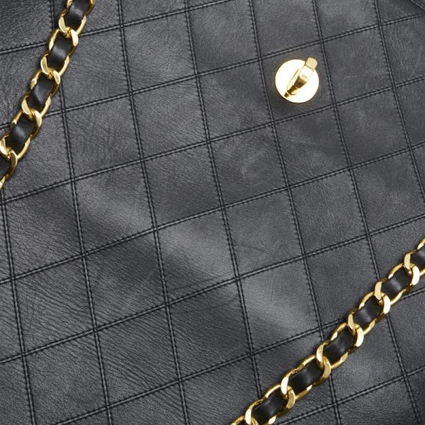 232 51856 5 CHANEL Bicolor Coco Mark Super Model Bag Chain Tote Bag Black Gold Lambskin