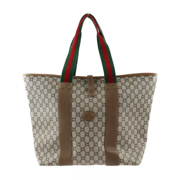 2321091001030 1 Gucci Sherry Line Tote GG Leather Beige Brown