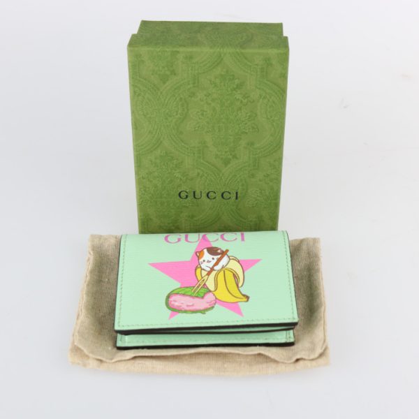 2322023002143 10 Gucci Bifold Wallet Leather Pale Green Multicolor