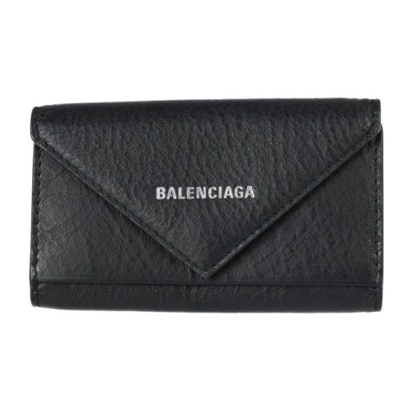 2322053008153 1 Balenciaga Paper Leather Key Case Black